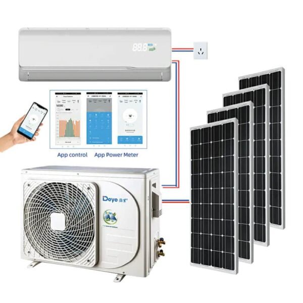 Hybrid AC/DC Eco Solar Air Conditioner AC power mode, DC power mode, AC+DC mix power supply (AC/DC Auto Balance)